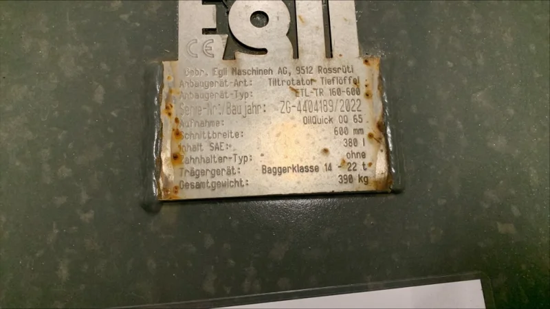 Egli Tiltrotator Tieflöffel ETL-TR 160-600 - OilQuick OQ 65