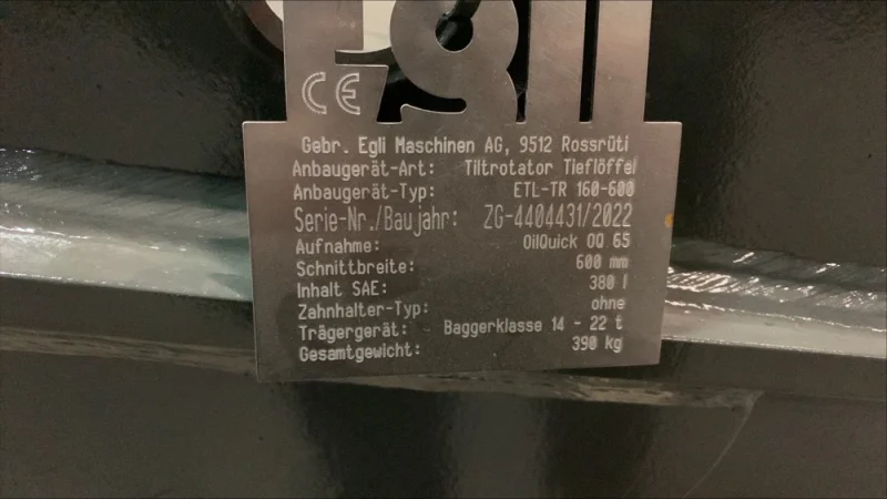 Egli Tiltrotator Tieflöffel ETL-TR 160-600 - OilQuick OQ 65