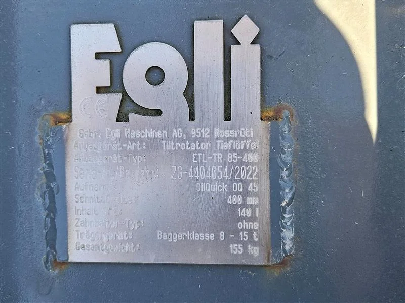 Godet de creuse tiltrotateur Egli ETL-TR 85-400 - OilQuick OQ 45